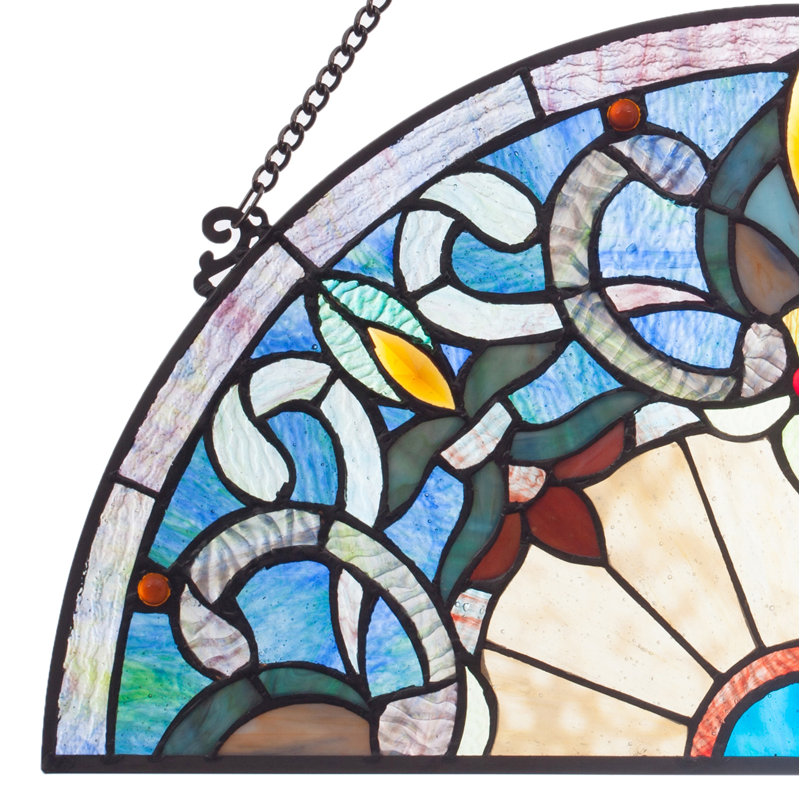 Astoria Grand Corista HalfMoon Stained Glass Window Panel & Reviews